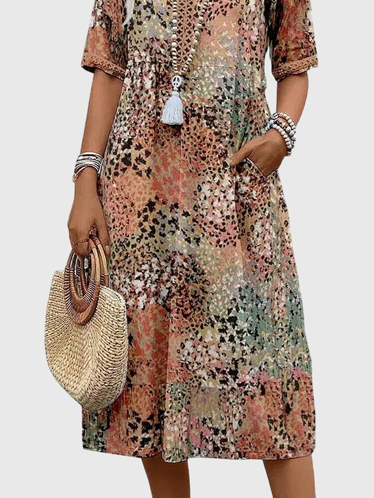 Delphine | Women's V-Neck A-Line Midi Dress