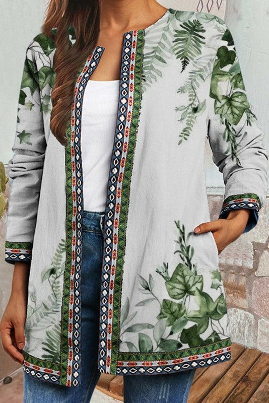 Almah | Women's Floral Print Open Front Cardigan