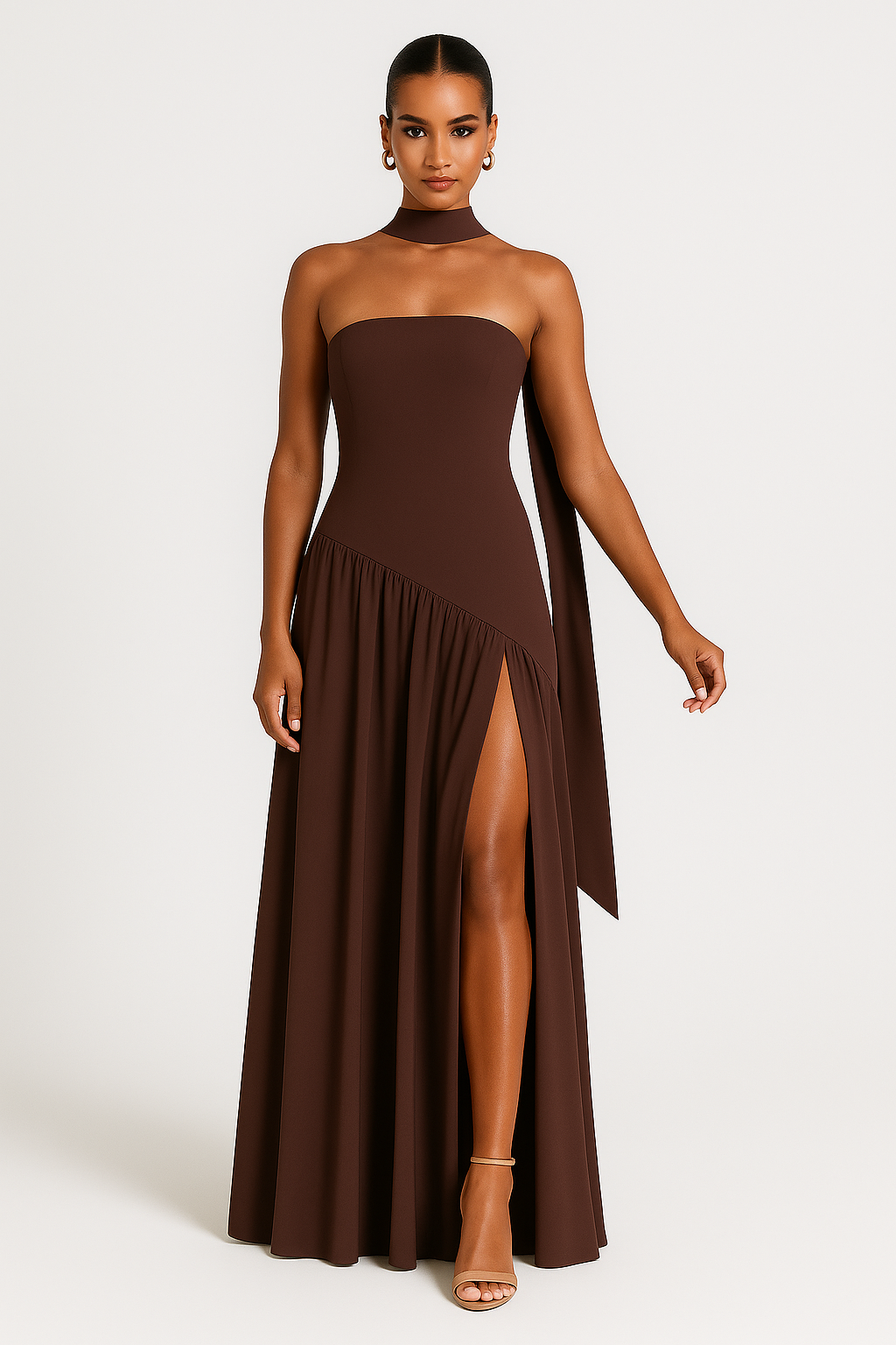 Patience | Chic Strapless Dress with High Slit for Women