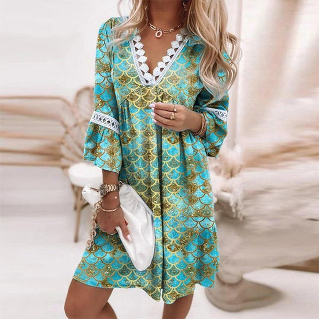 Elise | Women's V-Neck A-Line Mini Dress