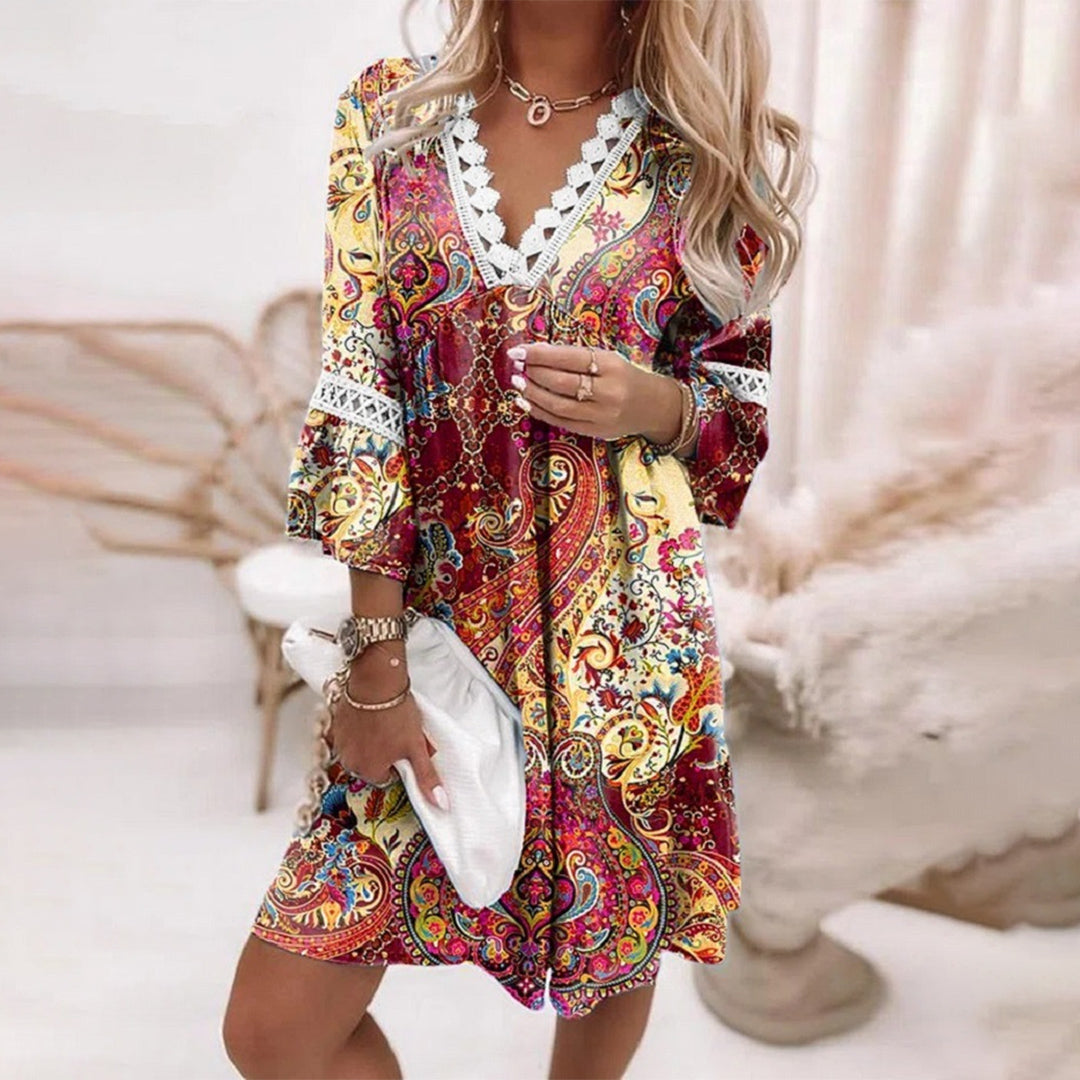 Elise | Women's V-Neck A-Line Mini Dress