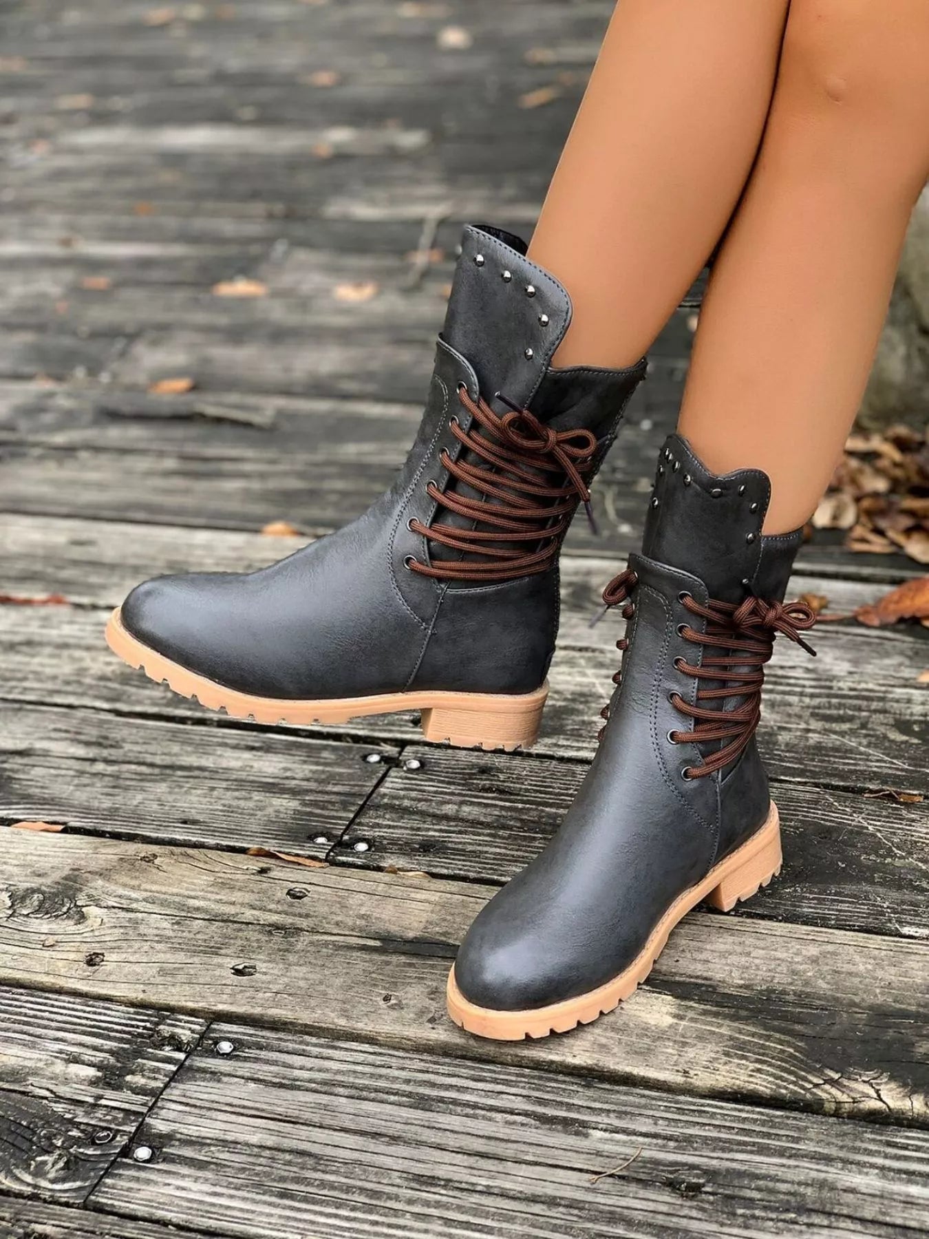 Alecia | Women's Round Toe Block Heel Boots