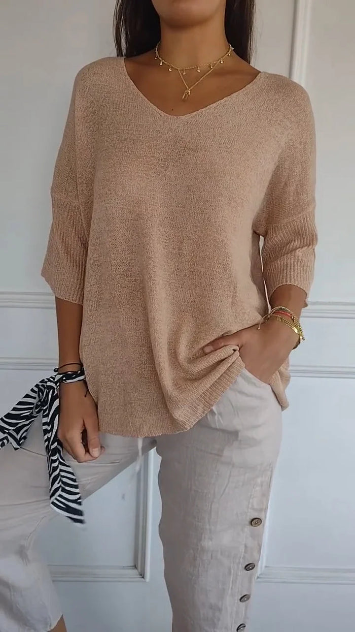 Adaline | Women's Oversized V-Neck Sweater Top