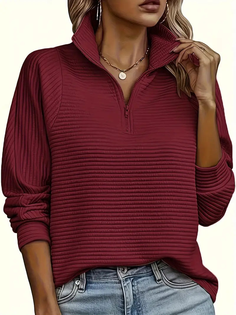 Altea | Women's Quarter-Zip Ribbed Pullover Sweater
