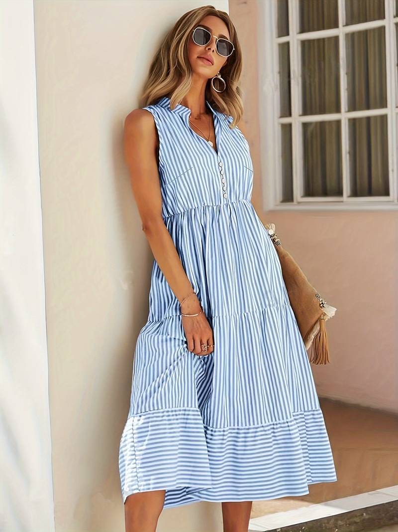 Leonie | Chic Striped Sleeveless Summer Dress