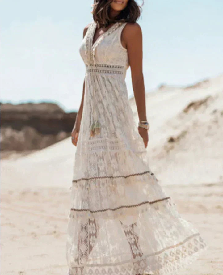 Felicity | Women's Sleeveless Lace A-Line Maxi Dress