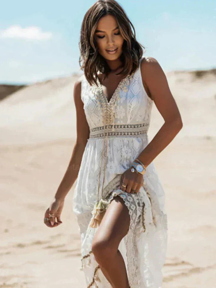 Felicity | Women's Sleeveless Lace A-Line Maxi Dress