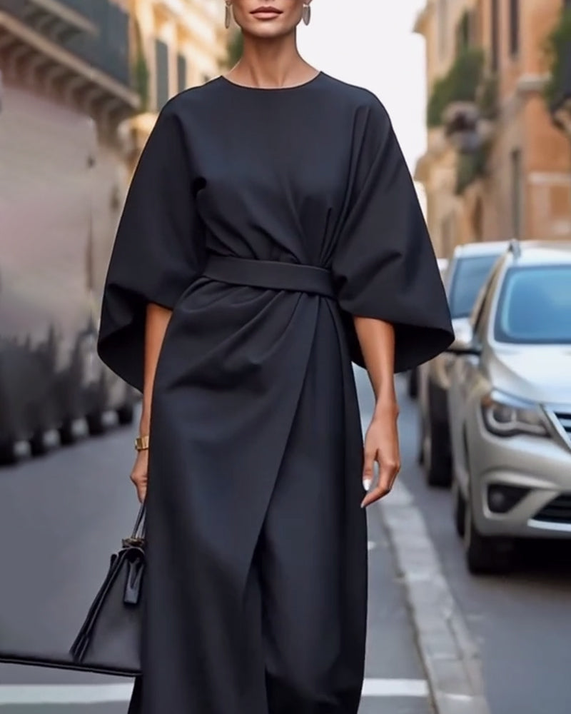 Pearl | Elegant Dress with Lantern Sleeves and Belt
