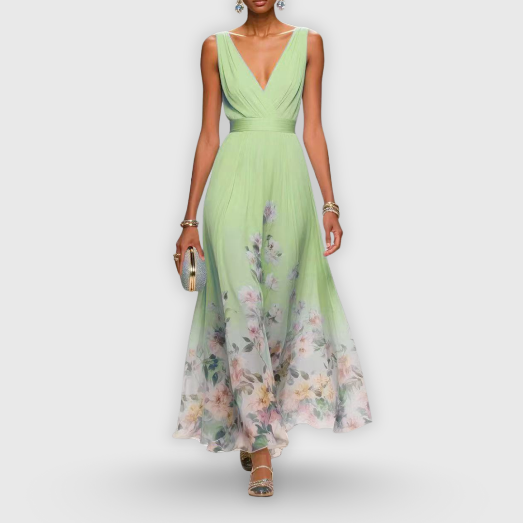 Demi | Women's Sleeveless Floral V-Neck Maxi Dress