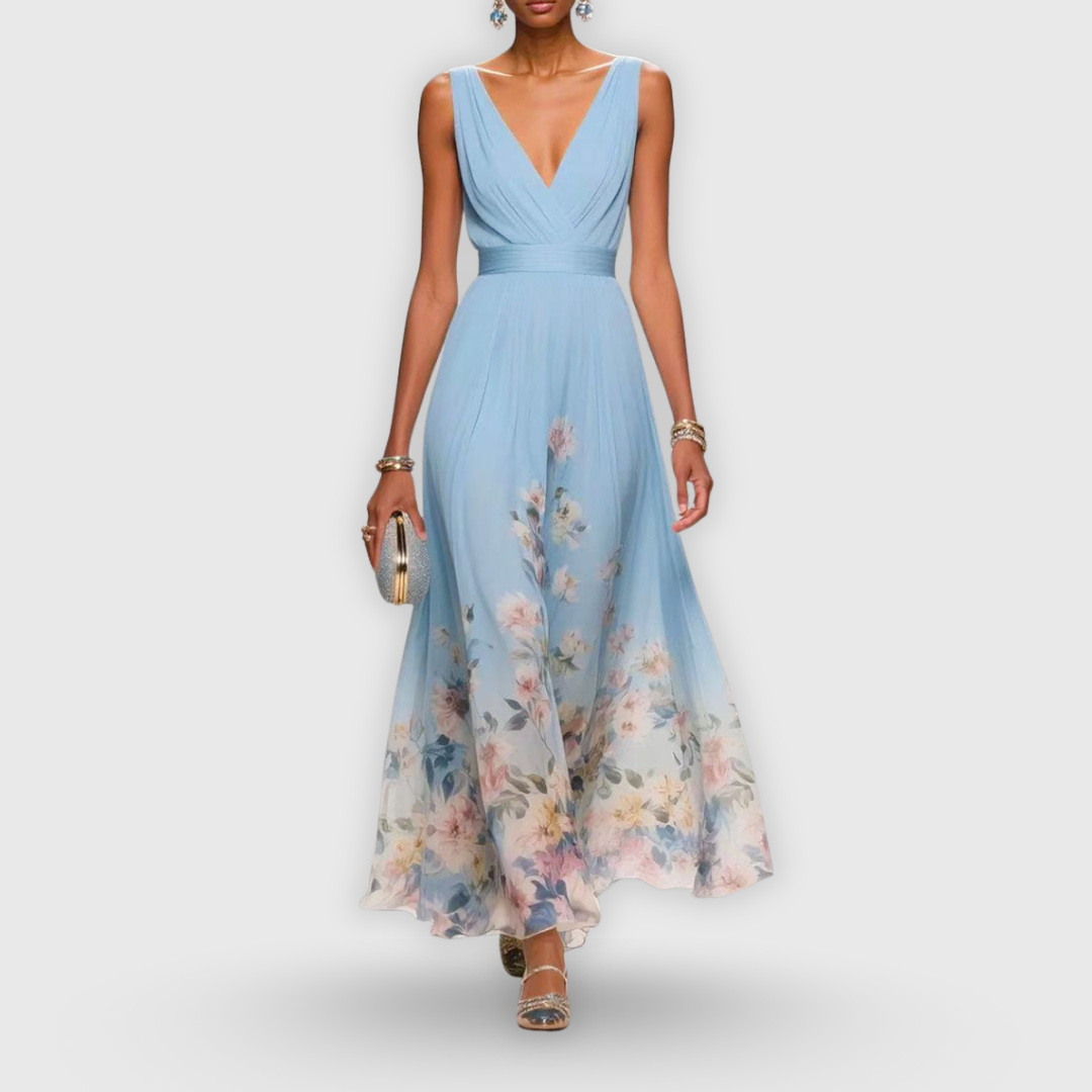 Demi | Women's Sleeveless Floral V-Neck Maxi Dress