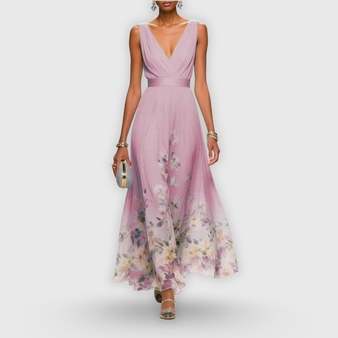 Demi | Women's Sleeveless Floral V-Neck Maxi Dress