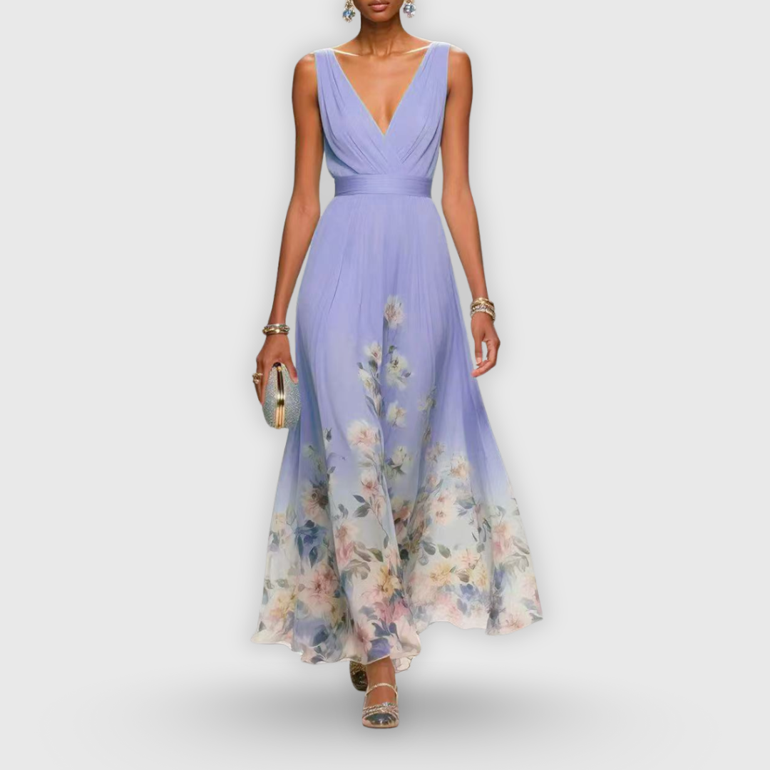 Demi | Women's Sleeveless Floral V-Neck Maxi Dress