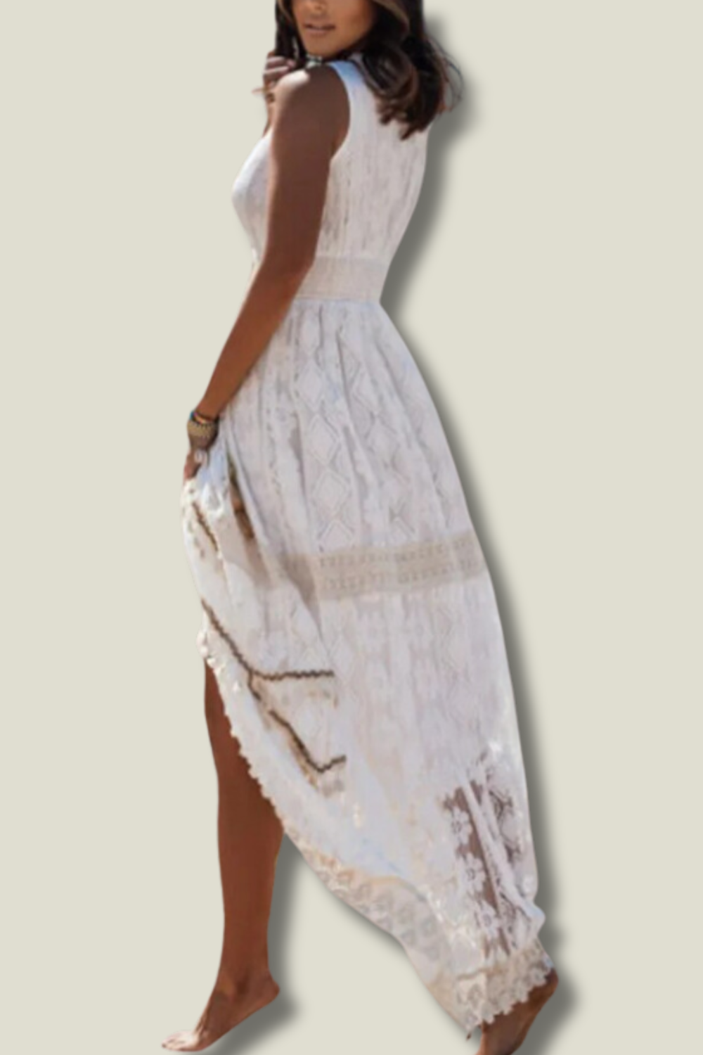 Frances | Women's V-Neck Lace Maxi Dress