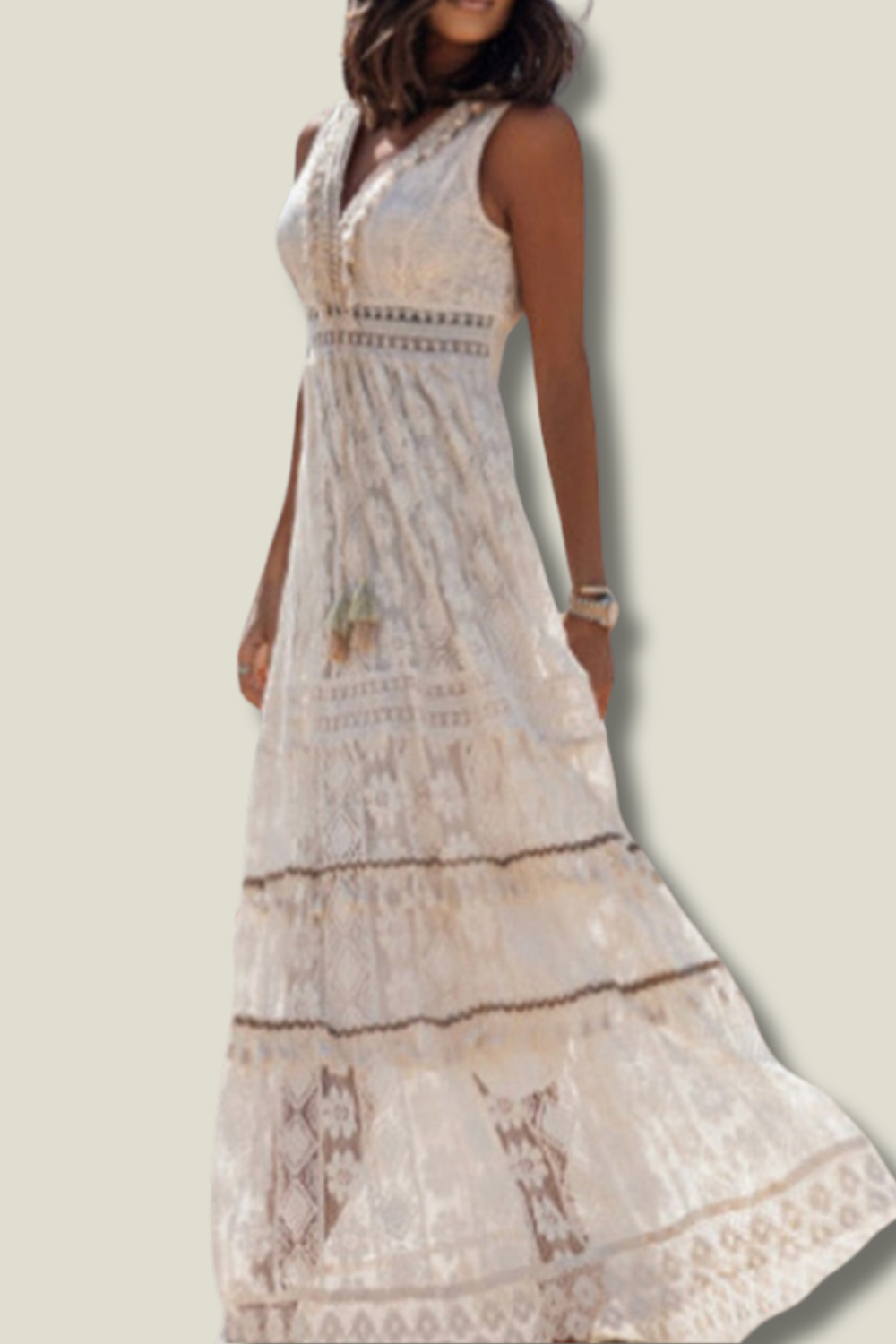 Frances | Women's V-Neck Lace Maxi Dress