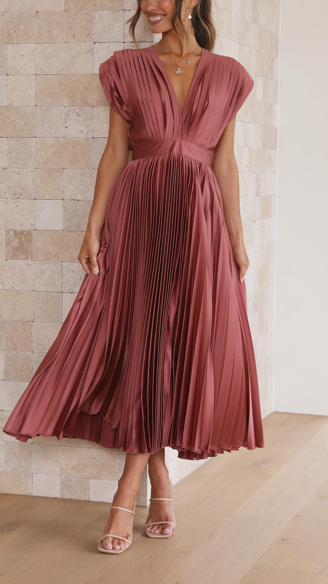 Enid | Women's V-Neck Fit & Flare Midi Dress