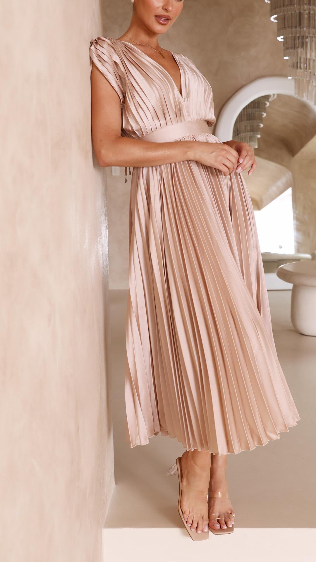 Enid | Women's V-Neck Fit & Flare Midi Dress