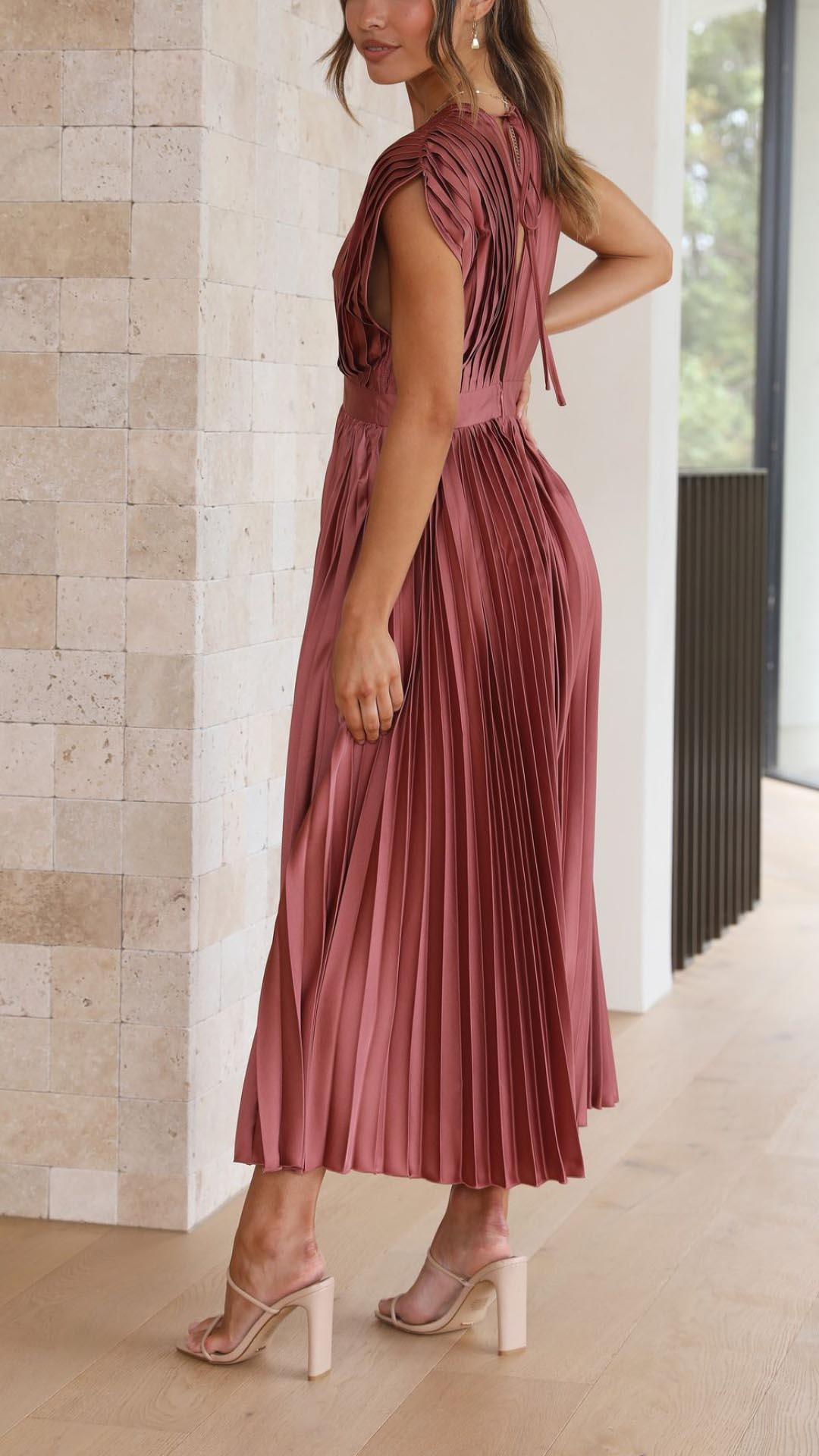 Enid | Women's V-Neck Fit & Flare Midi Dress