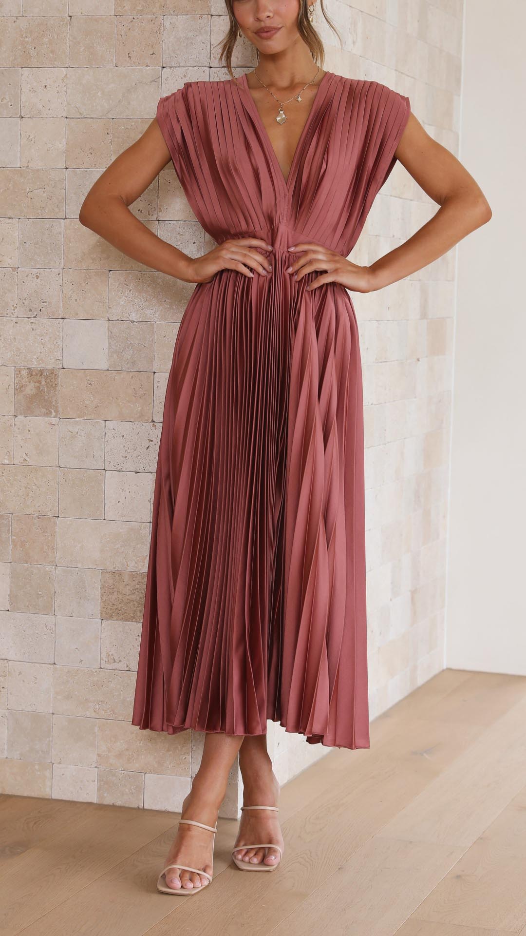 Enid | Women's V-Neck Fit & Flare Midi Dress