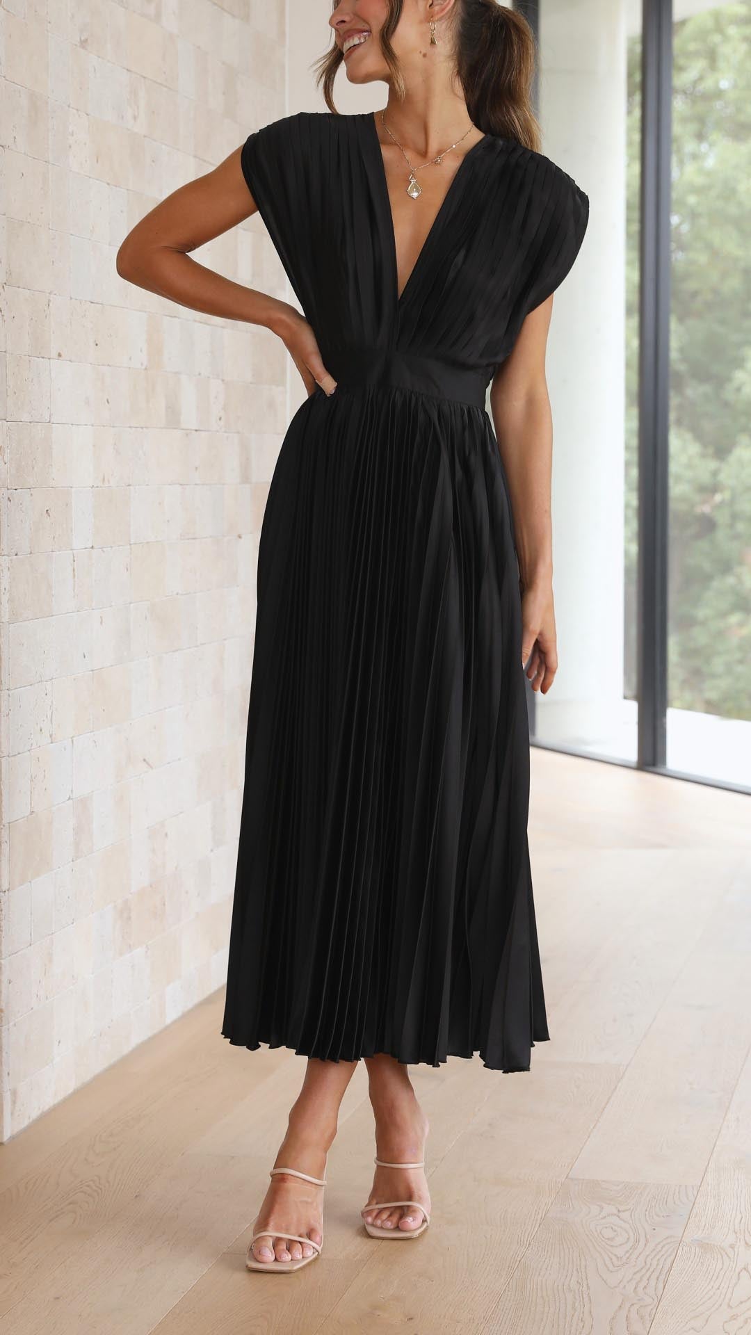 Enid | Women's V-Neck Fit & Flare Midi Dress