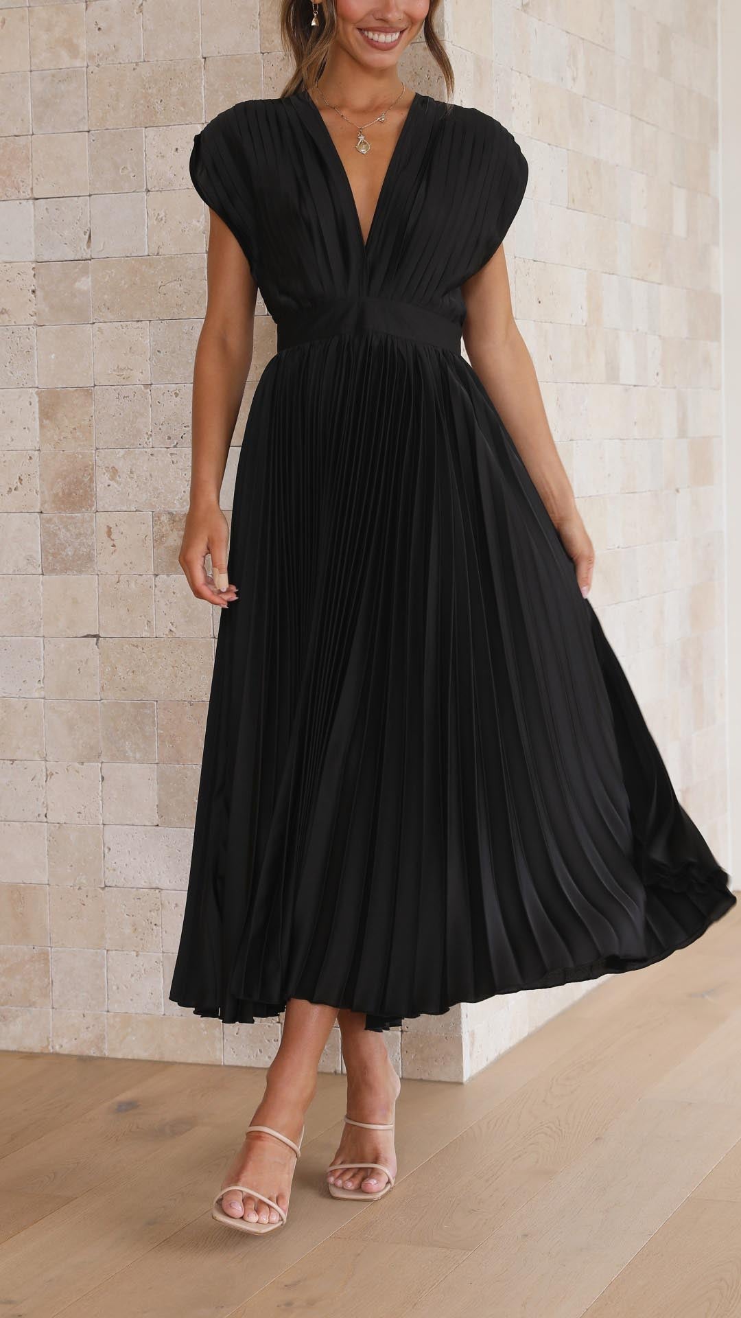 Enid | Women's V-Neck Fit & Flare Midi Dress