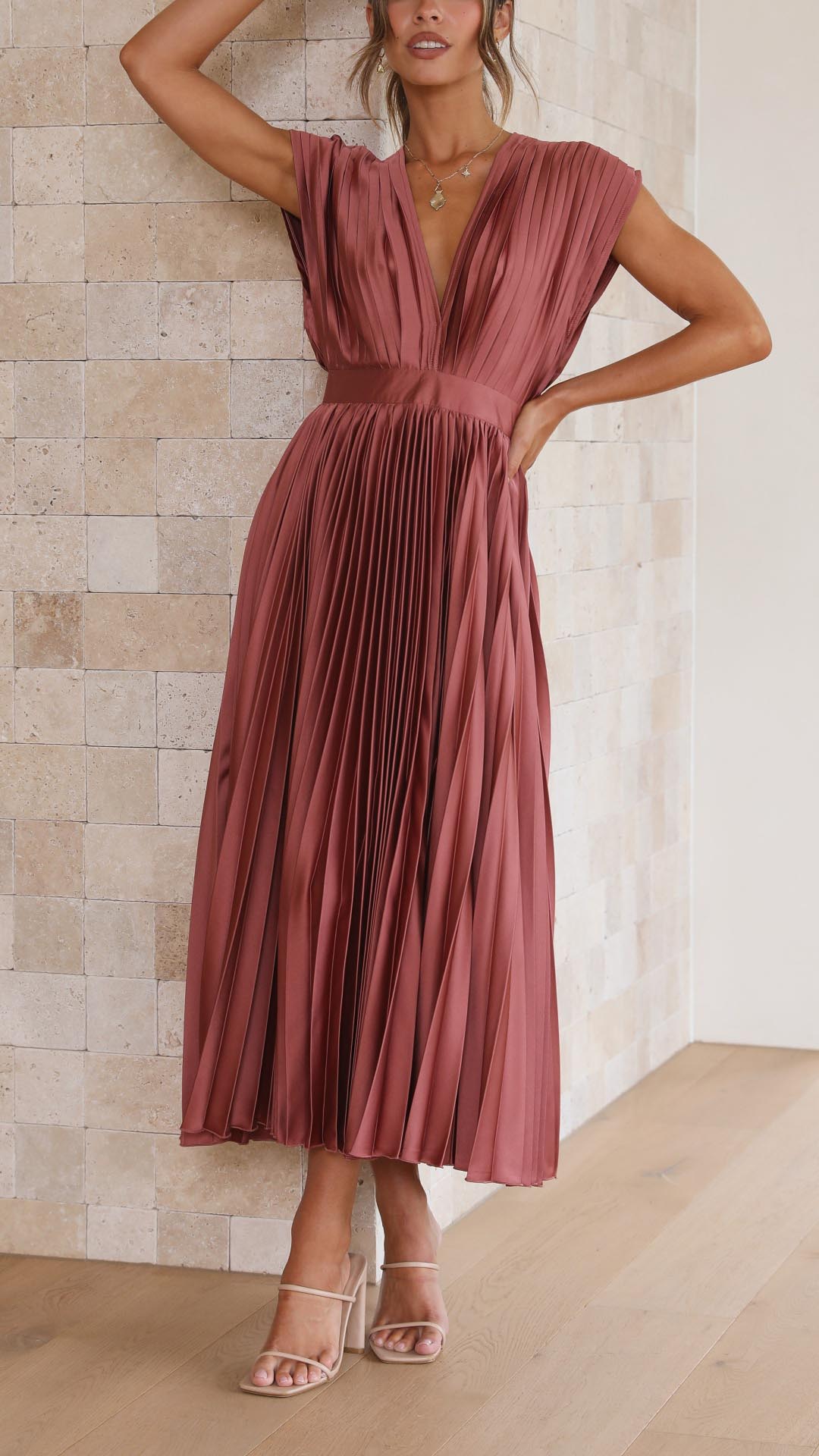 Enid | Women's V-Neck Fit & Flare Midi Dress