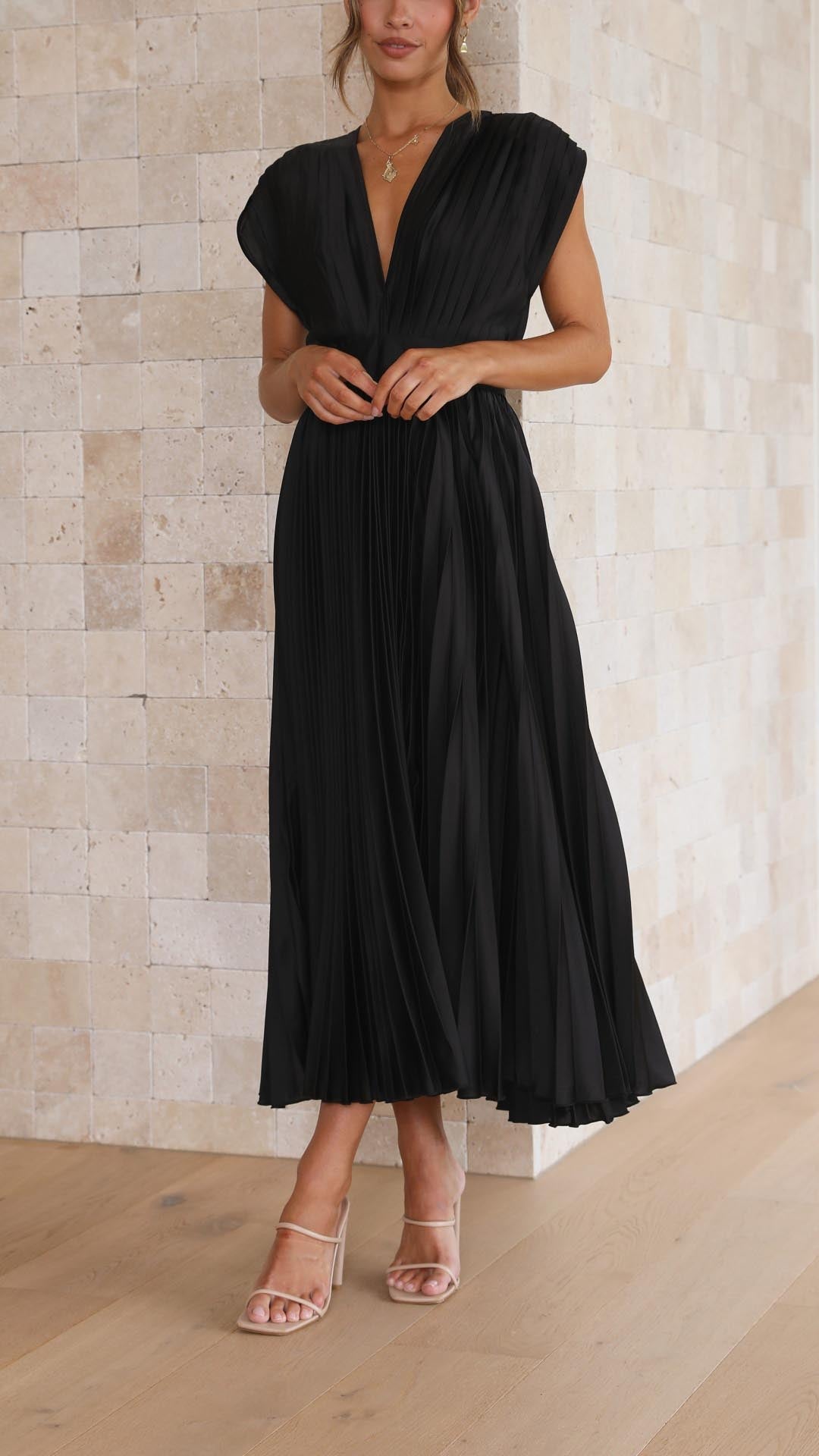 Enid | Women's V-Neck Fit & Flare Midi Dress