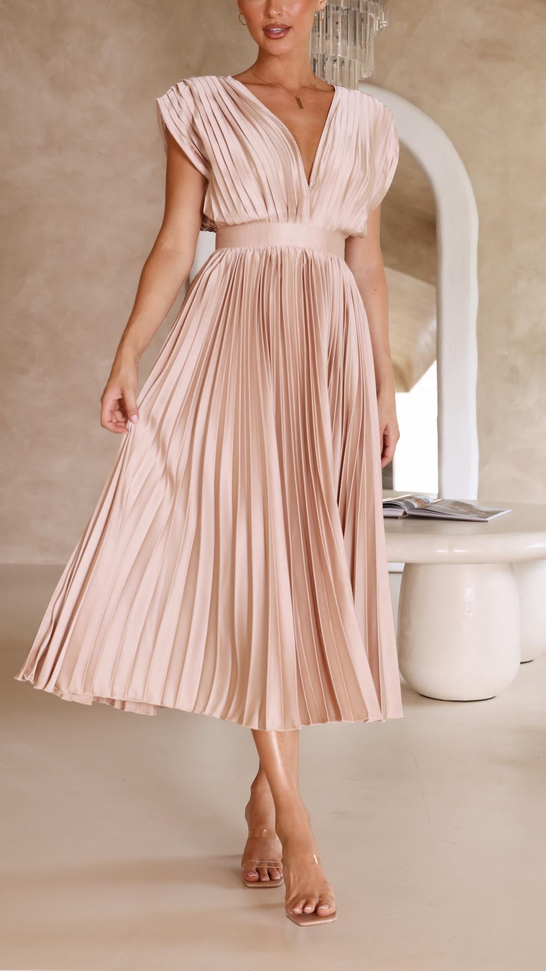 Enid | Women's V-Neck Fit & Flare Midi Dress