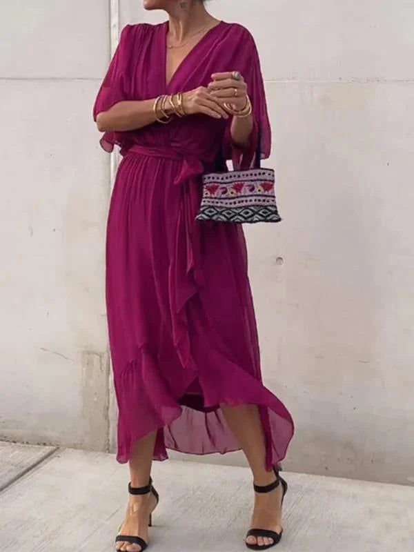 Ophelia | Luxurious Soft V-Neck Silk Dress for Women