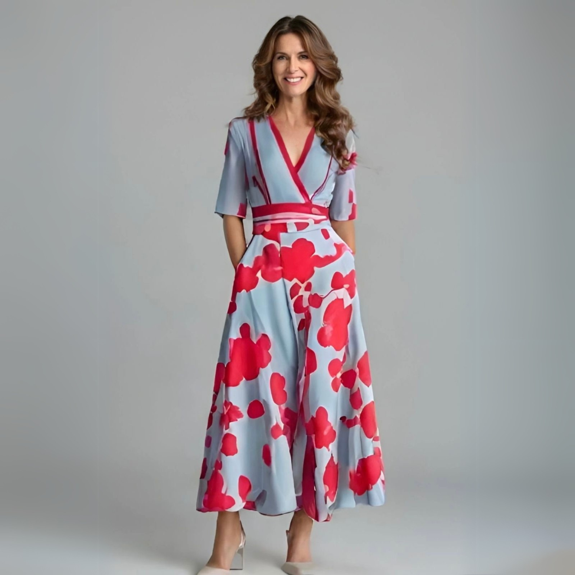 Freya | Women's V-Neck Floral Wrap Maxi Dress