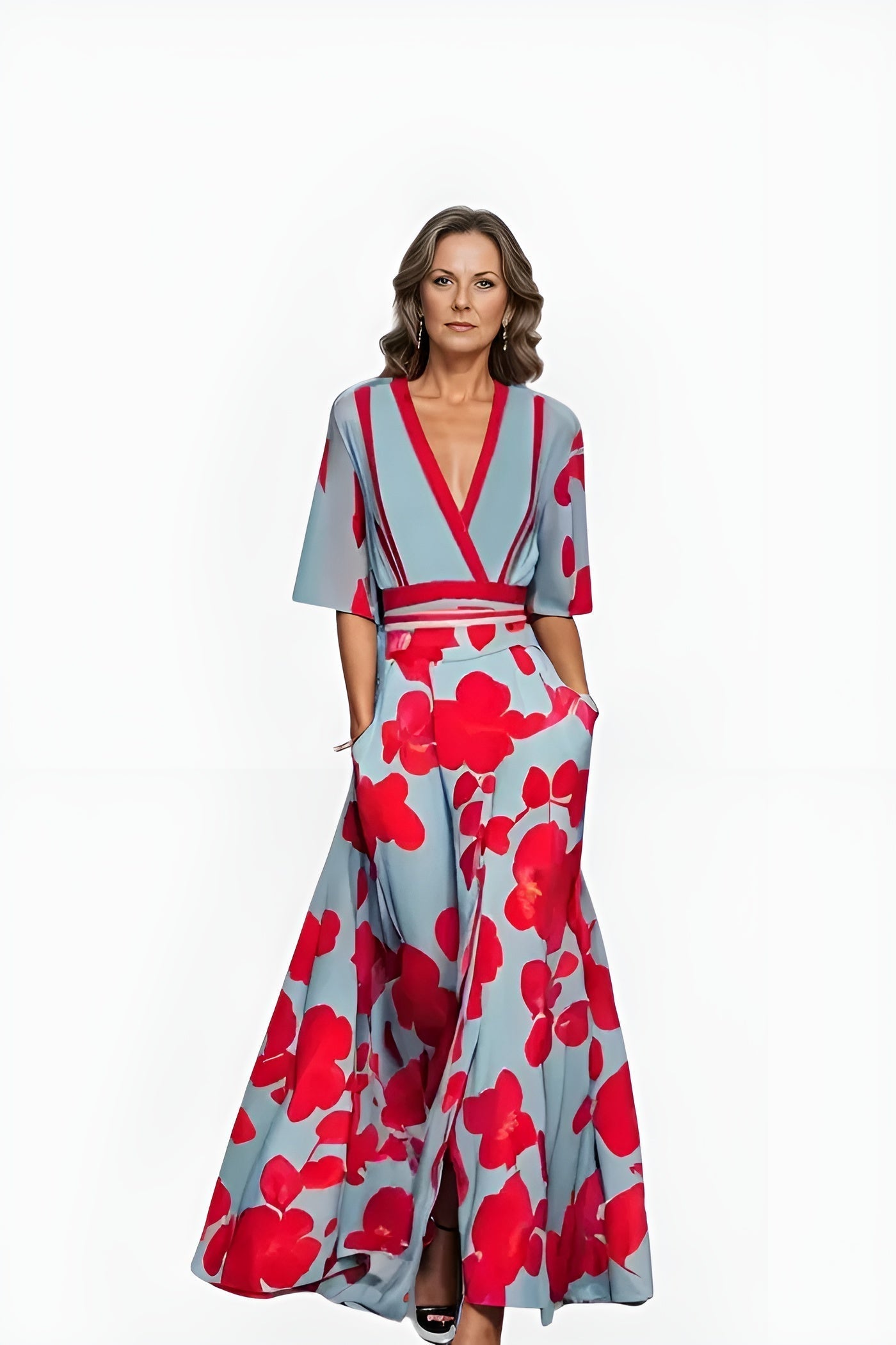 Freya | Women's V-Neck Floral Wrap Maxi Dress
