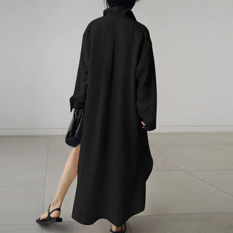 Ella | Women's Long Sleeve Button-Down Maxi Dress
