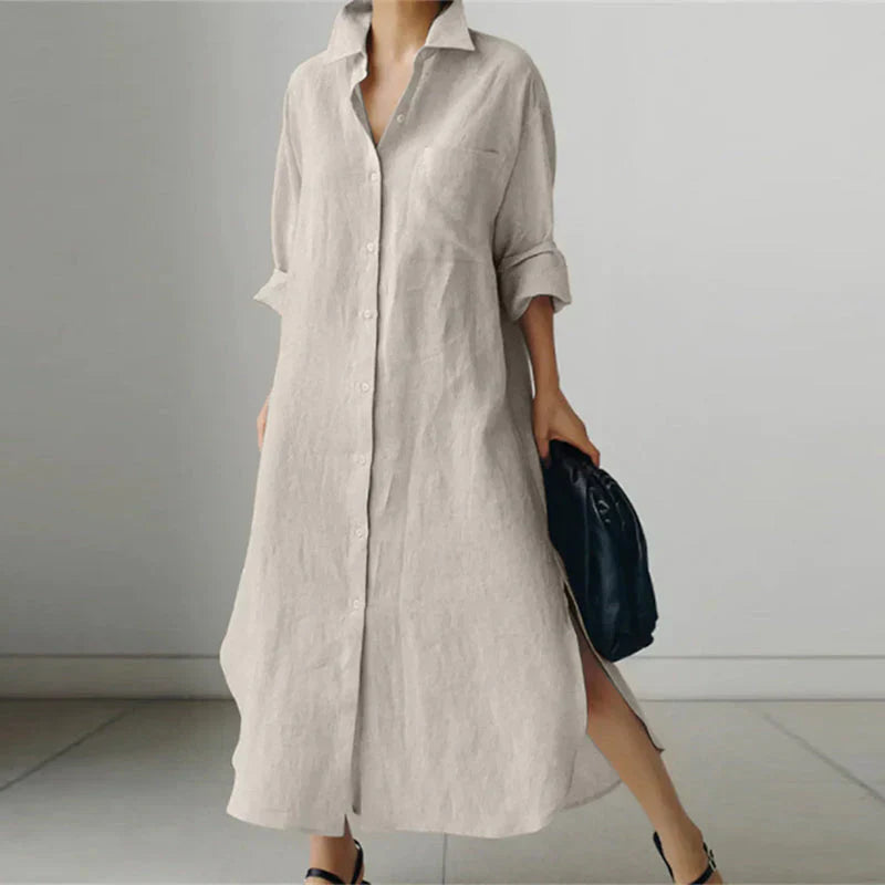 Ella | Women's Long Sleeve Button-Down Maxi Dress