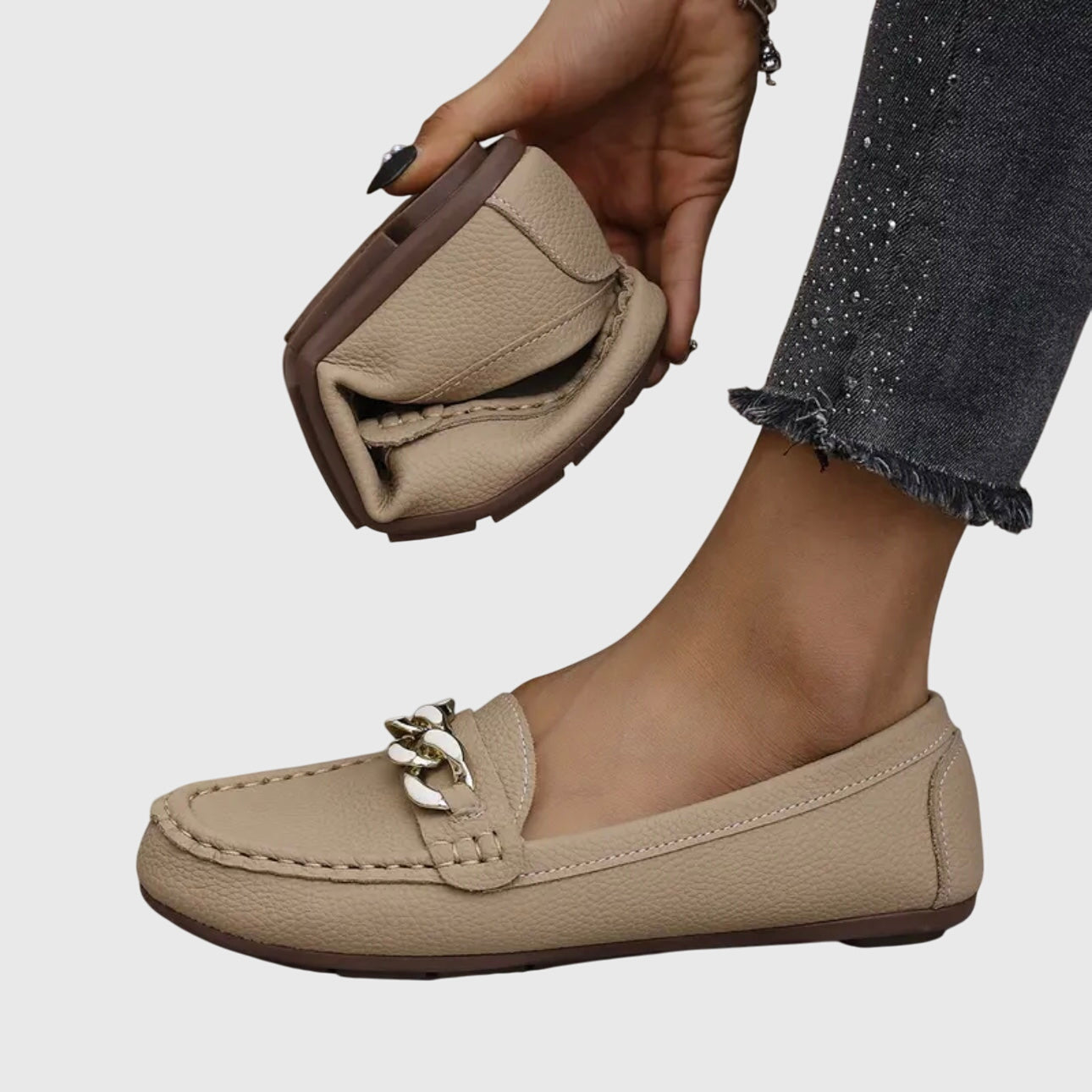 Rebecca | Women's Chain Detail Slip-On Loafers
