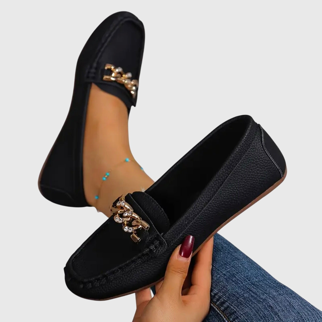 Rebecca | Women's Chain Detail Slip-On Loafers