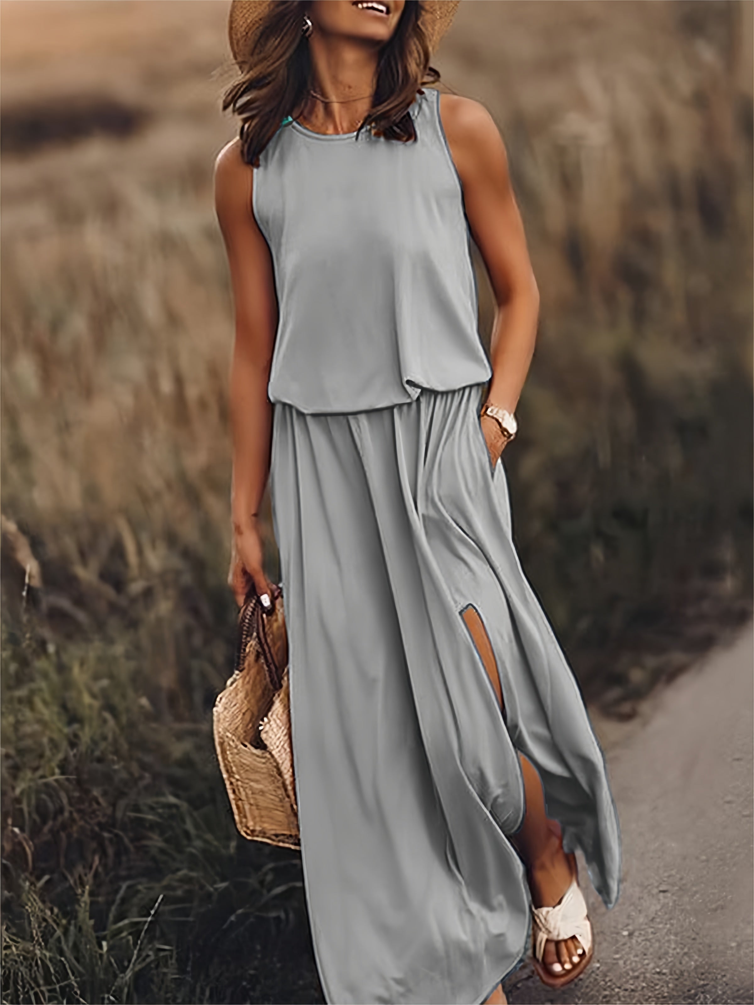 Doris | Women's Sleeveless A-Line Maxi Dress