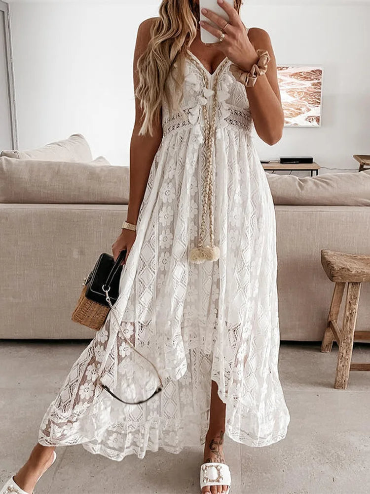 Georgia | Women's V-Neck Lace Maxi Dress