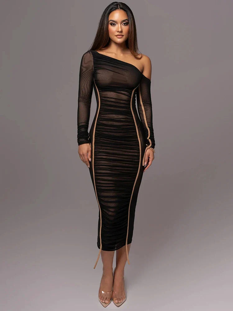 Flossie | Women's One Shoulder Bodycon Midi Dress