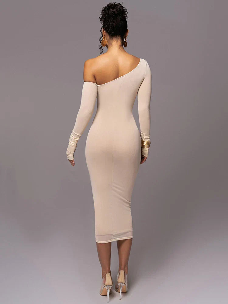 Flossie | Women's One Shoulder Bodycon Midi Dress
