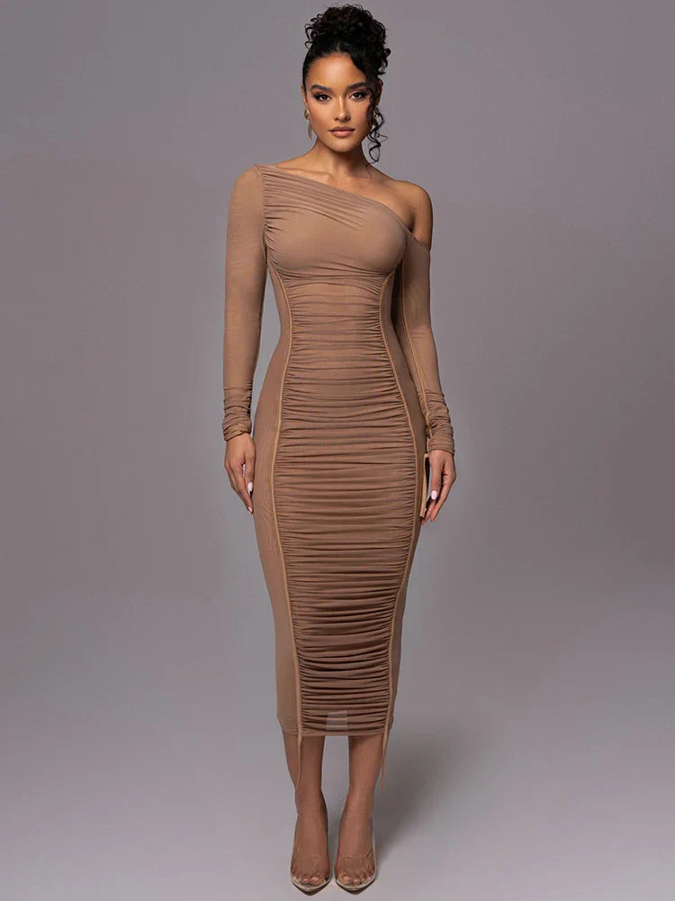 Flossie | Women's One Shoulder Bodycon Midi Dress