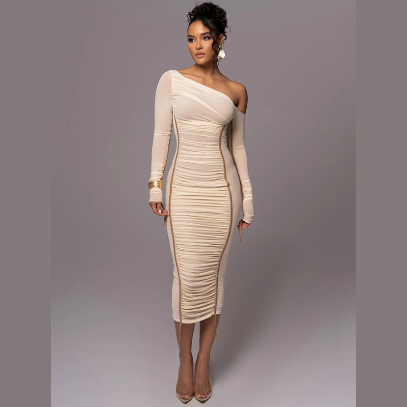 Flossie | Women's One Shoulder Bodycon Midi Dress