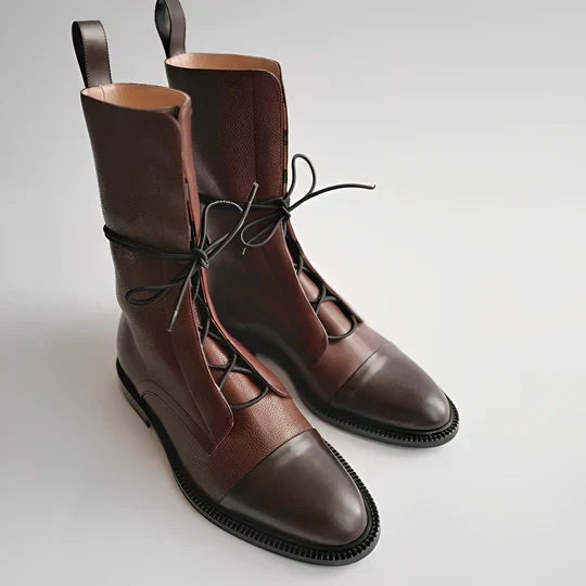 Crisanta | Calf Length Lace-Up Boots for Stylish Comfort
