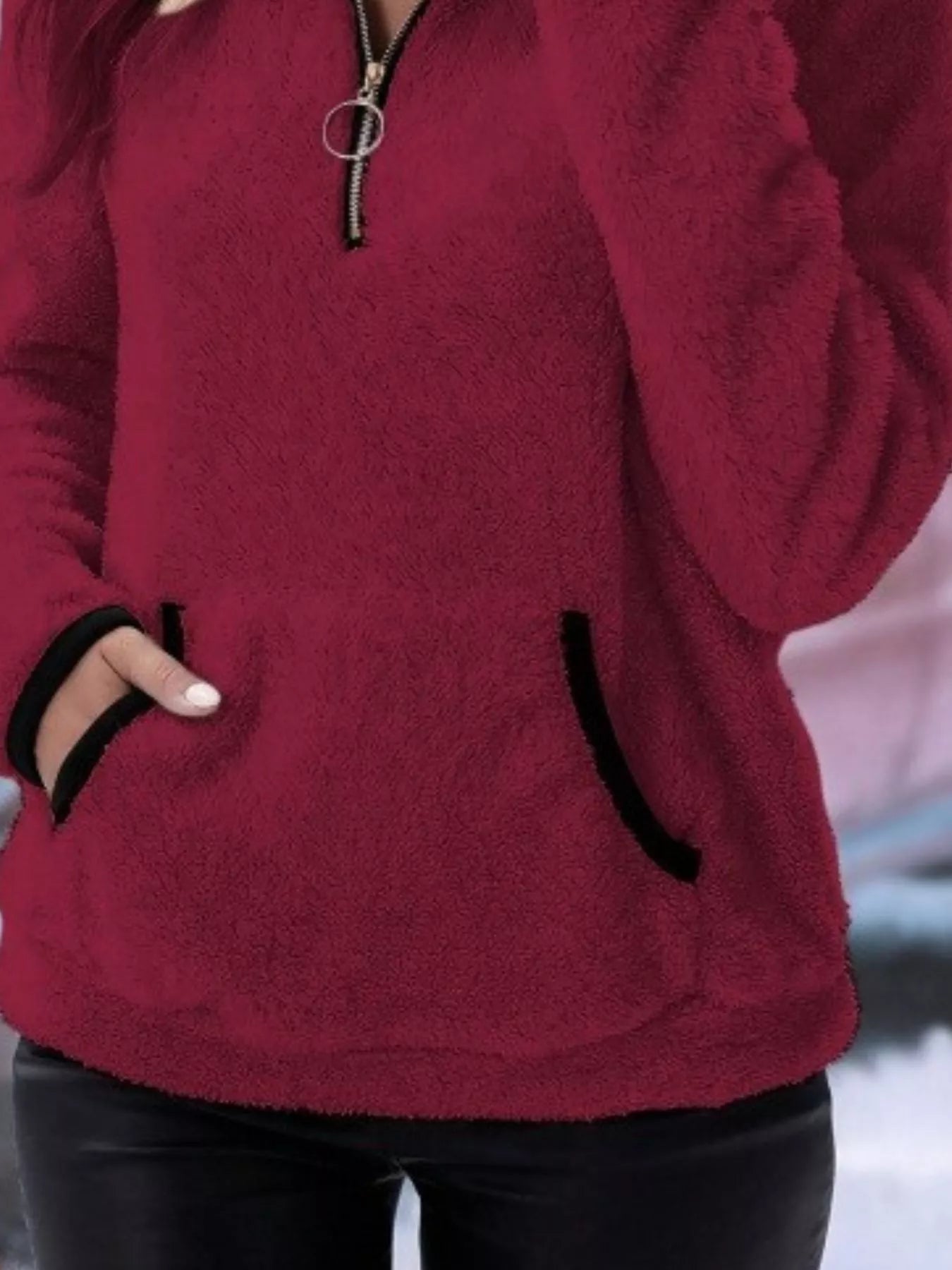 Amabel | Women's Half-Zip Fleece Pullover Teddy Jumper