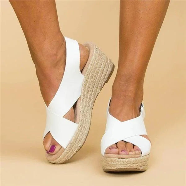 Lysandra | Chic Wedge Sandals with Elegant Cross Straps