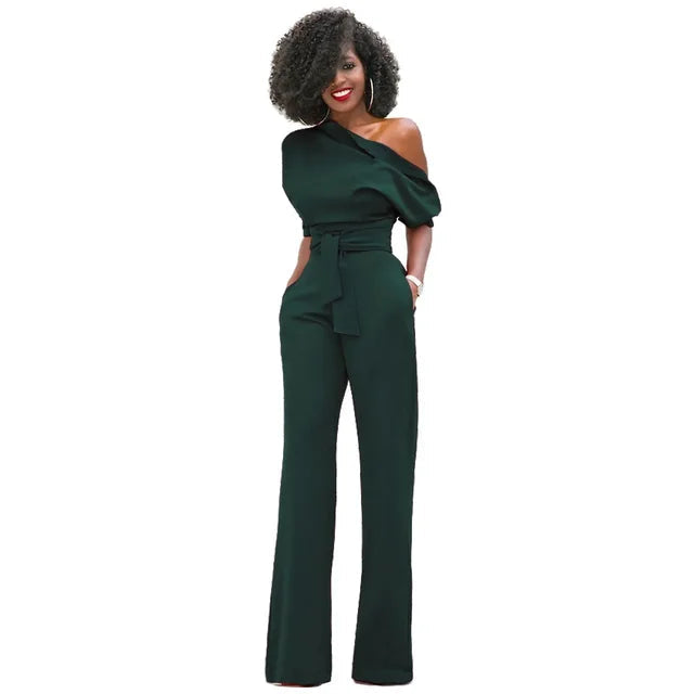 Gwen | Women's One Shoulder Belted Jumpsuit