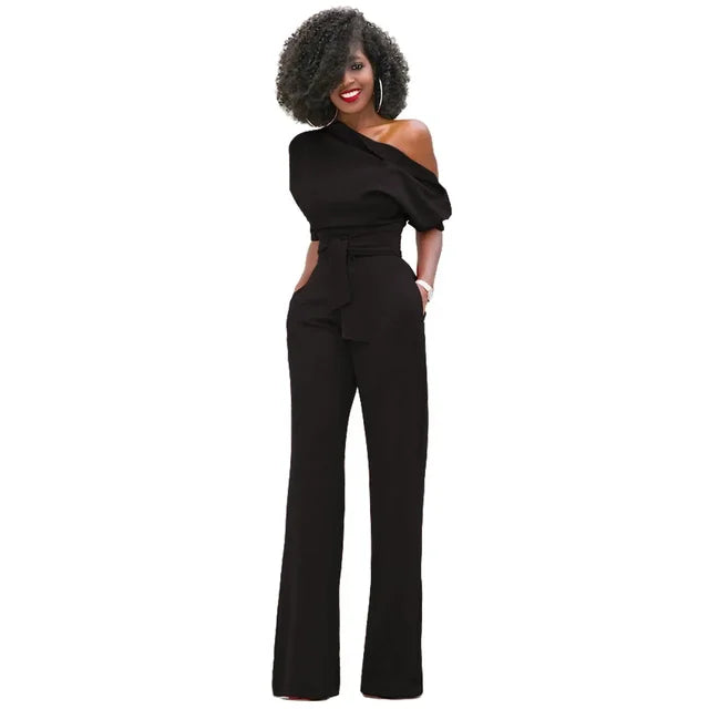 Gwen | Women's One Shoulder Belted Jumpsuit