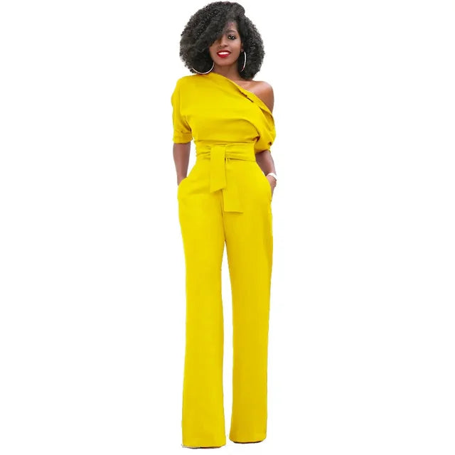 Gwen | Women's One Shoulder Belted Jumpsuit
