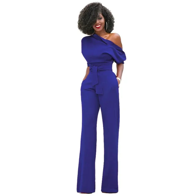 Gwen | Women's One Shoulder Belted Jumpsuit