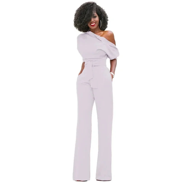 Gwen | Women's One Shoulder Belted Jumpsuit