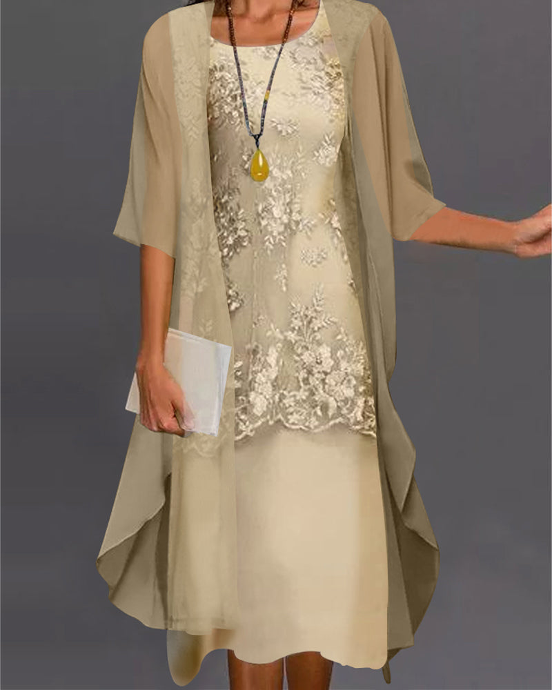 Elizabeth | Women's A-Line Midi Dress with Cardigan