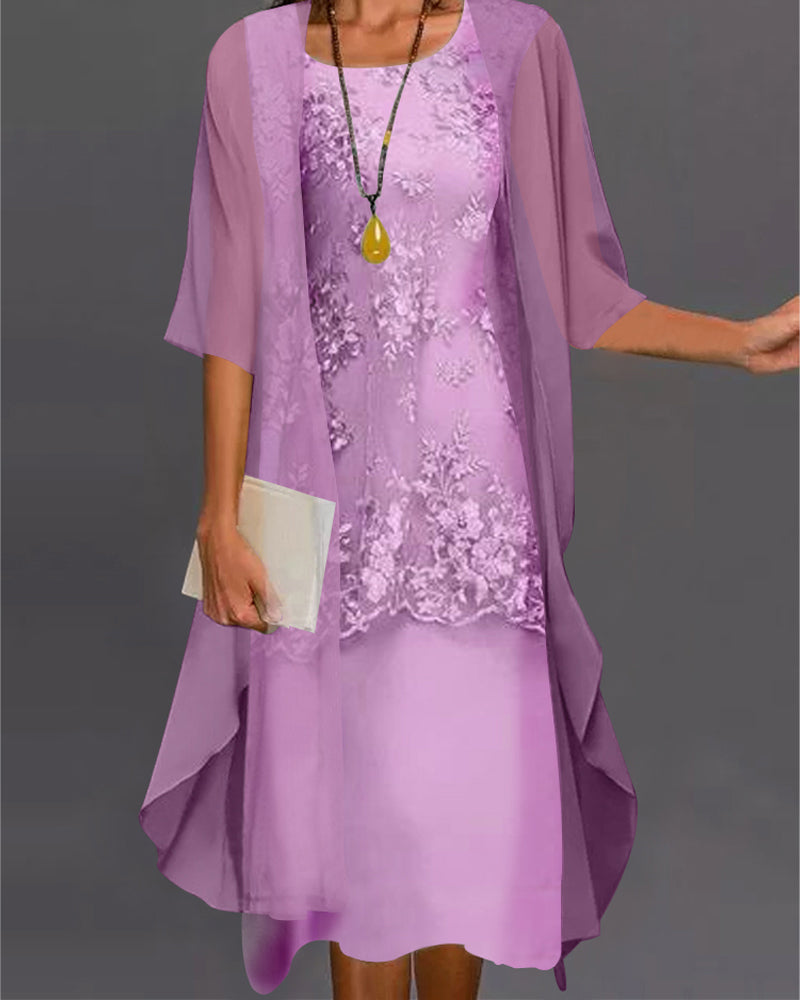 Elizabeth | Women's A-Line Midi Dress with Cardigan